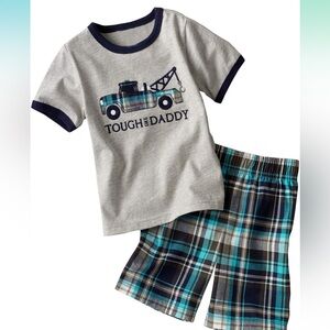 3T-4T Kids Set - Truck “Tough like Daddy” in Gray and Blue Plaid